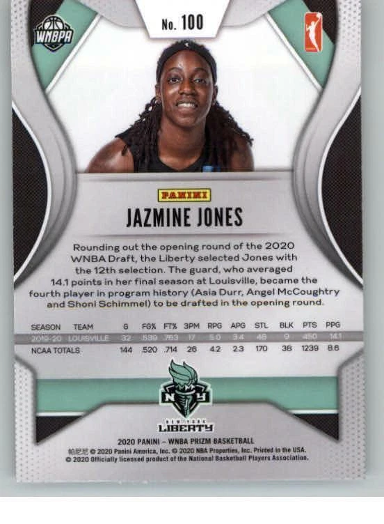 2020 Panini Prizm WNBA #100 Jazmine Jones (ref 126353) - Image 2 of 2