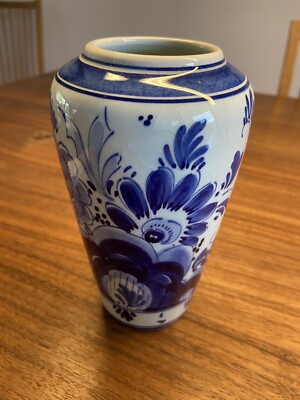 Original Delftware Vase, alt, Glasurrisse -nicht defekt, 16,5 cm