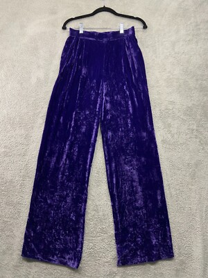 Erika Cavallini Pants Women's XS 38 Purple Crushed Velvet Minimalist Classic