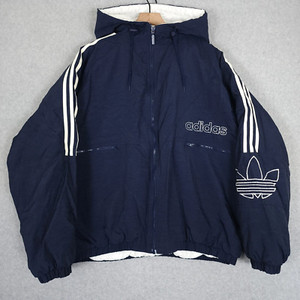 90s~00'S Adidas nylon jacket, men's XL size Nylon navy blue type Vintage Second Hand