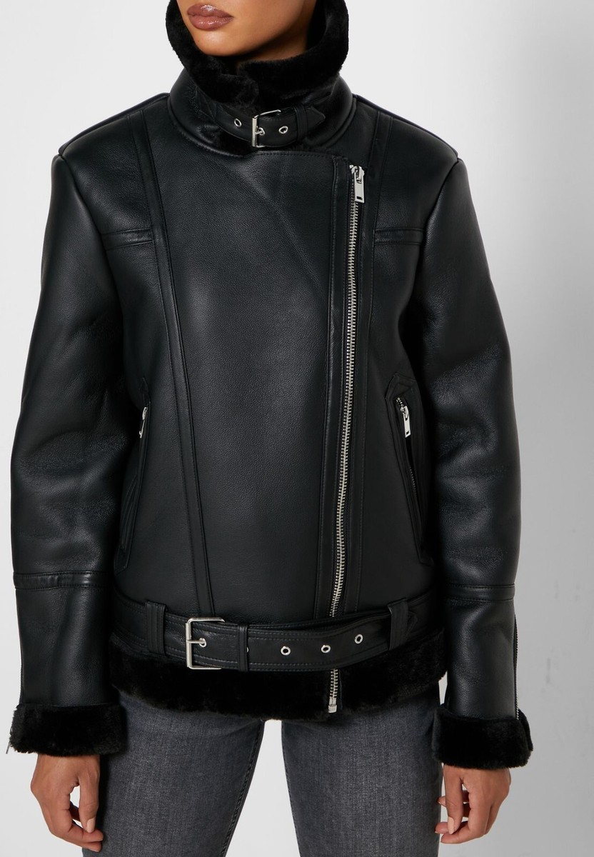 TOPSHOP ブラック リアルレザージャケット UK10 レディース