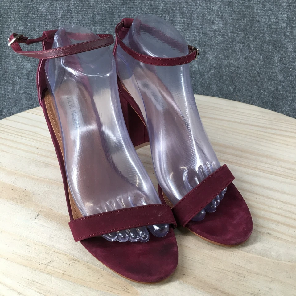 Sandalias Steve Madden para mujer 9 M Declair correas al tobillo cuero borgoña tacón Foto 3 de 4