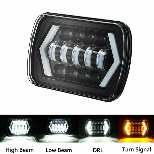 55W 7X6"5x7" Inch DRL LED Headlights Hi-Lo Beam For Jeep Cherokee XJ 1984-2001 - Picture 2 of 12