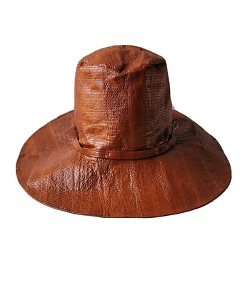 Dolce & Gabbana Hat Brown real Eel Leather Wide Brim size M  display picture 1