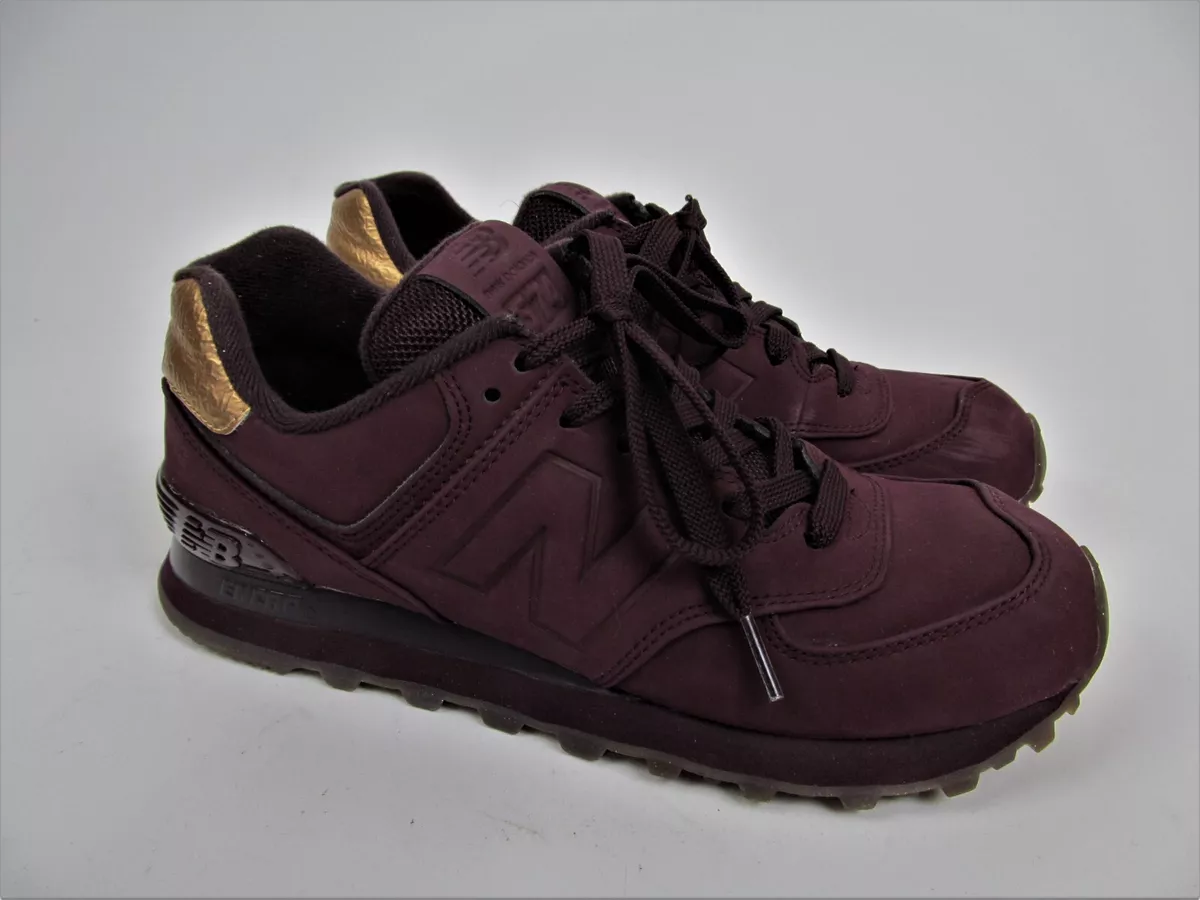 New balance 574 burgundy clearance gold