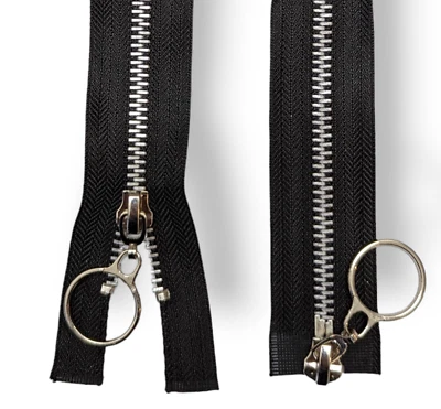 NDL 2wege Metall Reißverschluss Schwarz Silber Robust Mantel Jacke,Teilbar bis 85cm