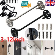 Cabin Hook Eye Door Hold Back Open Gate SILENT Anti Rattle POL CHROME +Screws UK
