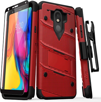 Zizo Bolt Series Cover Cas For LG Stylo 3 with Clip+ Free Tempered Glass