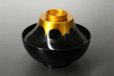 Owan Japanese soup bowl Echizen Lacquerware Lid Mt.Fuji motif Black Gold