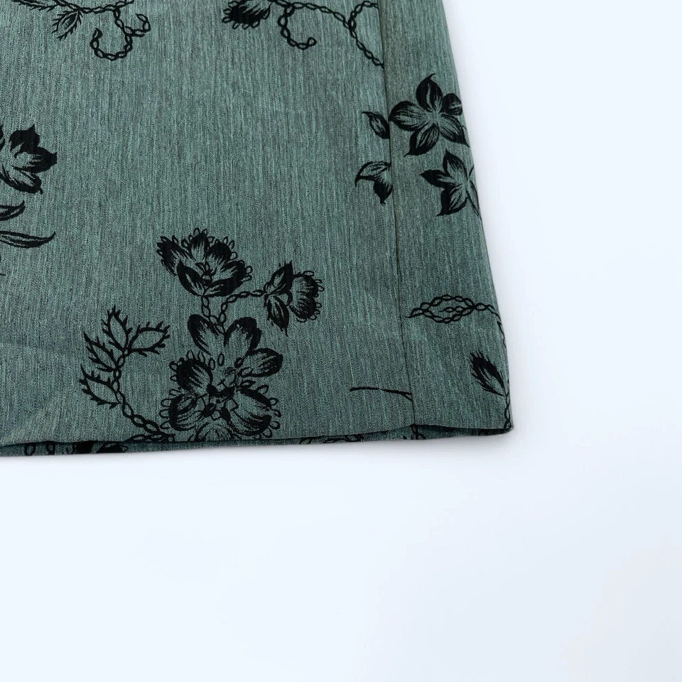 Falda Floral Larga Verde Azulado Colección Kathie Lee Talla 14 Tiro Alto Foto 2 de 4