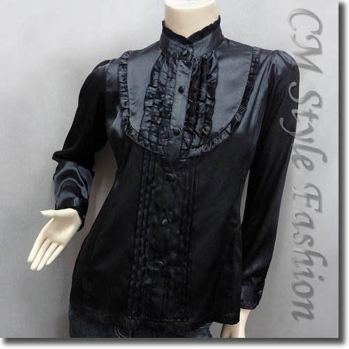 Ruffled Satin Elegant Blouse Shirt Top 