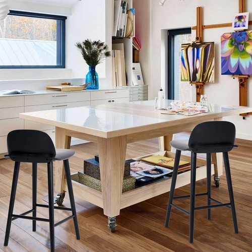 2X Wooden Bar Stool Counter Kitchen Barstool Dining Chair Ash Wood ELISE 65cm BK - Picture 8 of 10