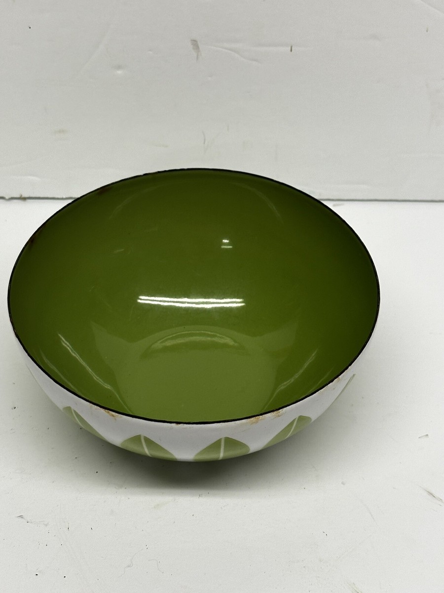 Cathrineholm Lotus Bowl White And Green Enamel Norway 6