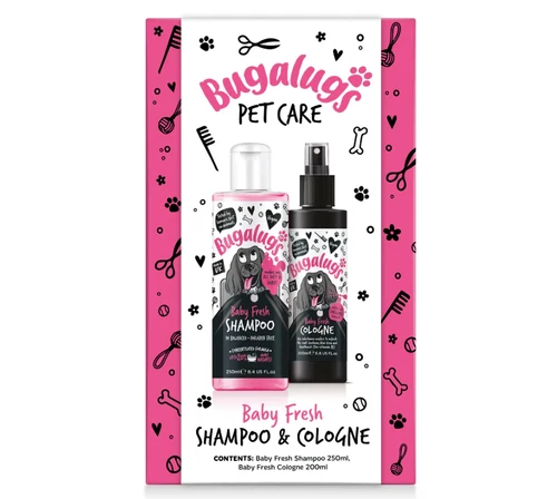 Bugalugs Baby Fresh Twin Gift Set Shampoo & Cologne for Dogs Puppy Pet Grooming