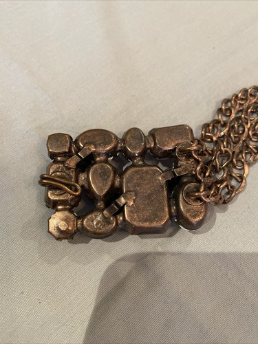 Vintage Rine Stone Copper Chain Belt B3 - Picture 8 of 9