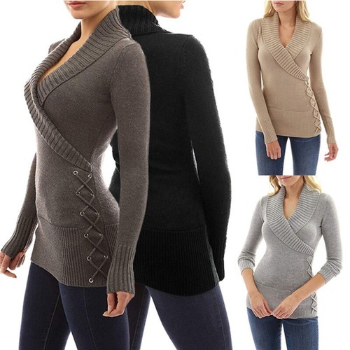 V Neck Pullover Knitted Jumpers 