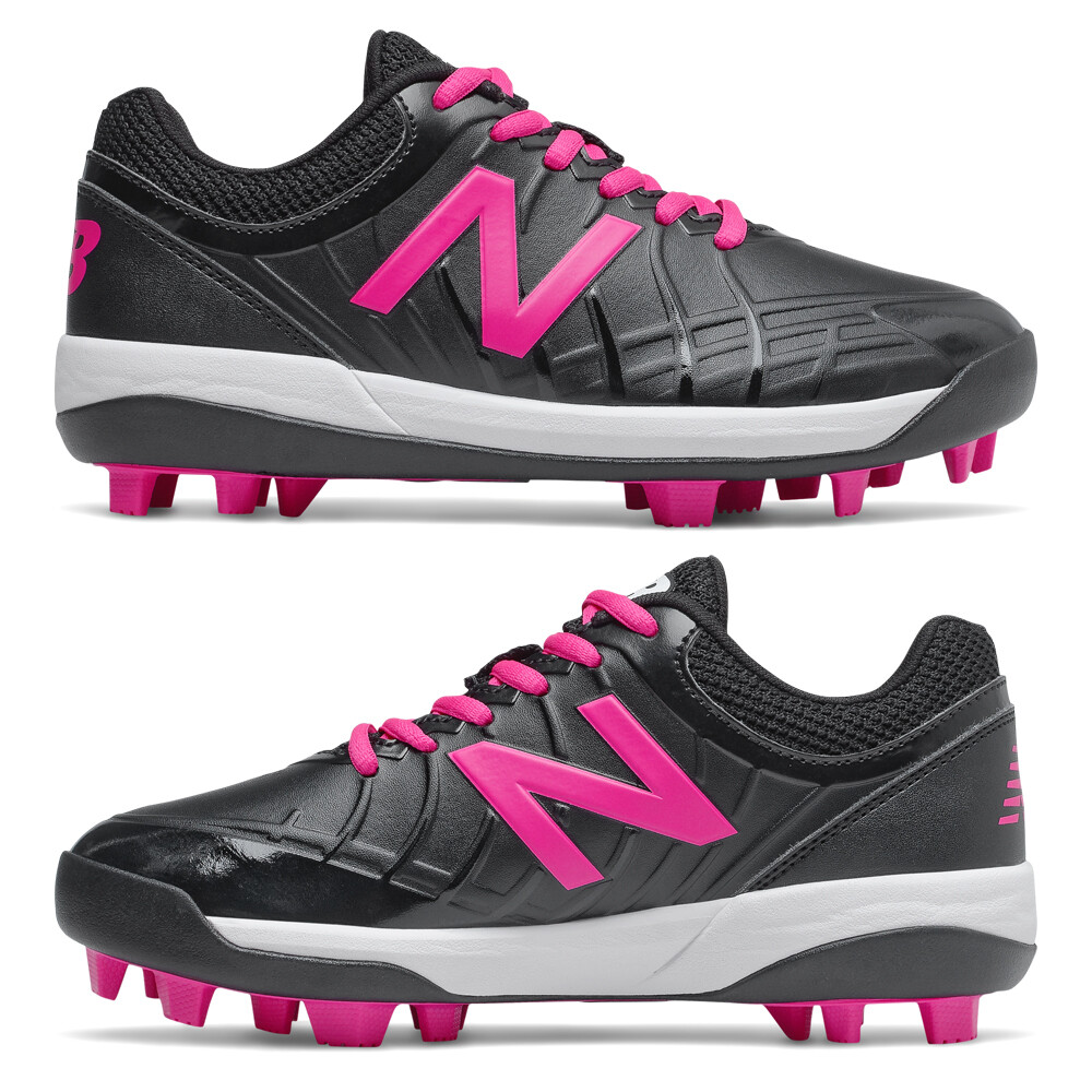 New Balance 4040v5 Pink Youth Girls Softball Cleat Black/Pink Molded