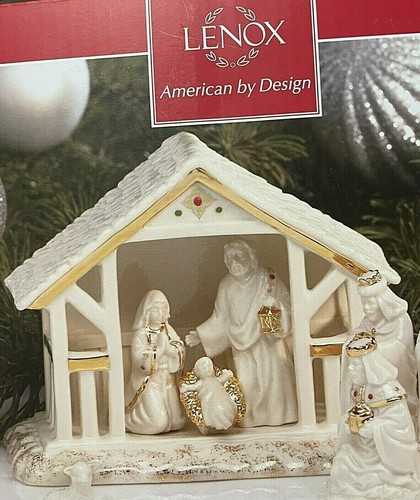 LENOX VISCHIO PARCO MANGIATOIA NATIVITÀ NUOVO MAI APERTO 6 PZ ASILO NIDO HOLY FAM KINGS - Foto 2 di 7