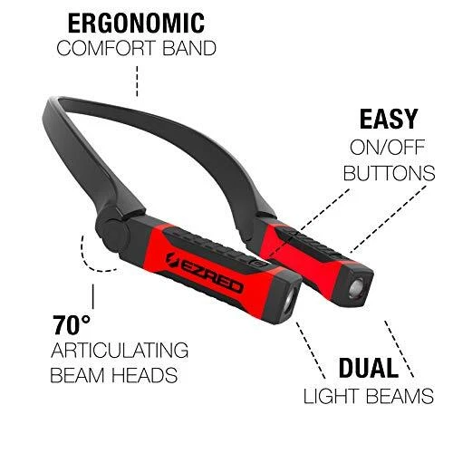 EZ Red NK10 Bright ANYWEAR Neck Light for Hands Free Lighting Red
