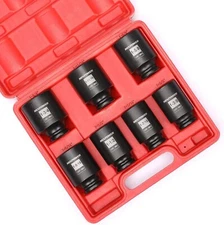 1/2-Inch Drive Deep Impact Socket Set, Inch, Cr-Mo, 6-Point, 1-3/8-Inch - 1-3/4