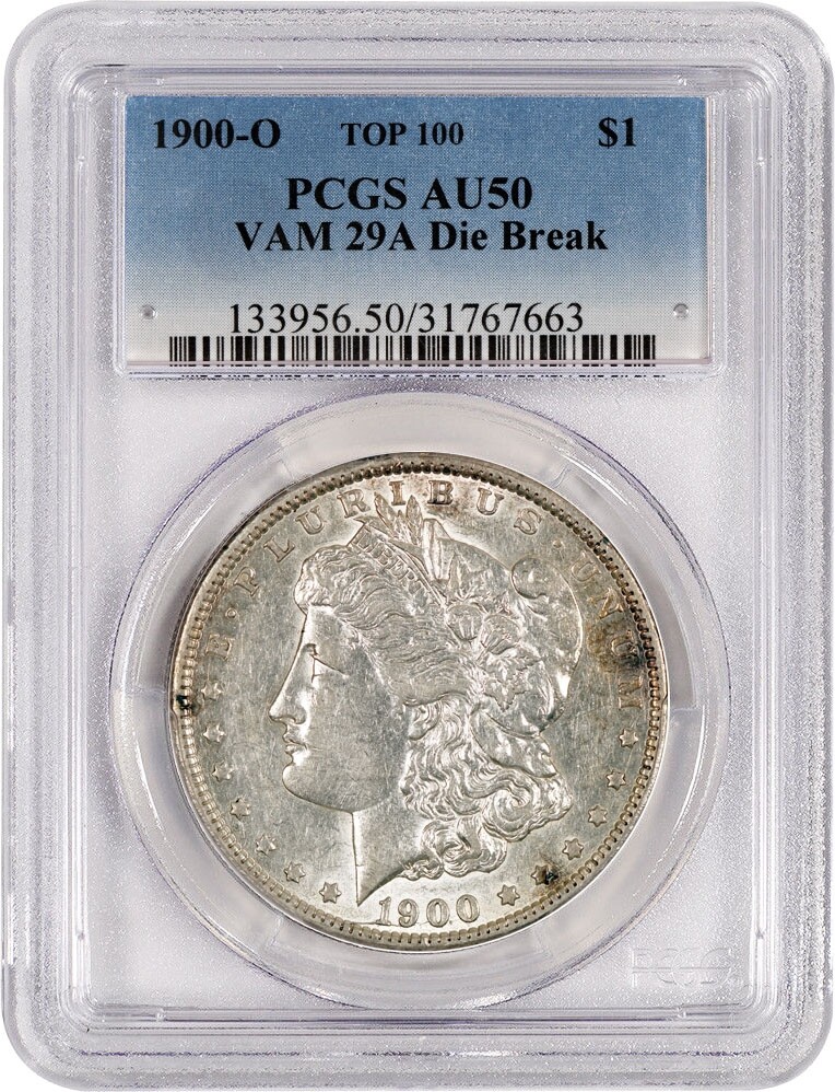 1900 O $1 Morgan Silver Dollar Top 100 VAM 29A Die Break In Date