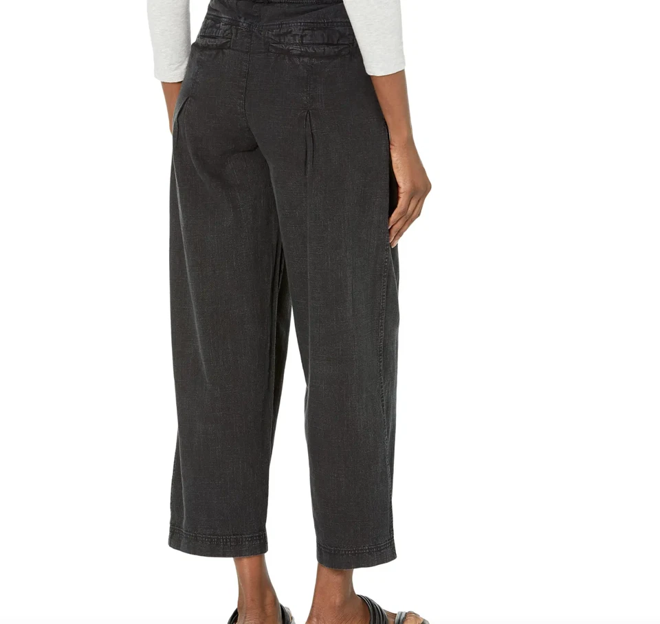 NWT Free People Lotta Love Linen Trousers 10 High-Rise Wide-Leg Smocked Pocket - Image 2 of 4