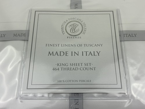 Juego de sábanas Tessitura Toscana Telerie KING 100 % algodón percal 464 TC Italia blanco - Imagen 4 de 18