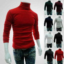 Men  Pullover Sweater Roll Neck Comfy Jumper Tops Autumn Slim Shirt Outwear