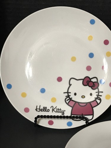 Two Ceramic 8.5" Plate HELLO KITTY with polka dots#560 - Picture 3 of 5