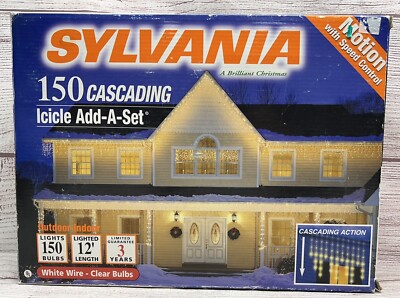 SYLVANIA 150 Clear Icicle string lights cascading add a set motion speed control