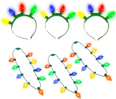 Pieces Christmas LED Light Up Headband and Necklace Christmas Party  Supplies
