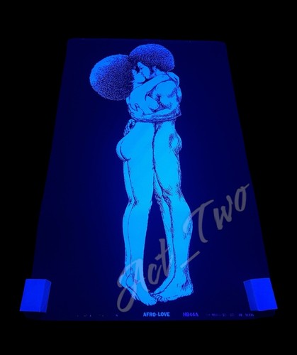 Poster Vintage Afro Love Houston Blacklight Capelli Psichedelici Originale 21,25”x34” - Foto 1 di 6