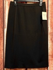 Ming Wang Women Dark Brown Career Skirt Straight Knit Below Knee Church Office S