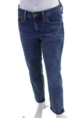 J Crew Womens Zipper Fly High Rise Medium Wash Slim Straight Jeans Blue Size 28
