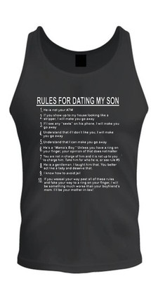 Rules For Dating My Son Funny Mom Graphic Tank Top Humor