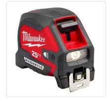 MILWAUKEE 48-22-0428, 25 ft. Magnetic Tape Measure with Wide Blade and LED Light