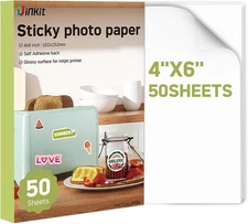 Uinkit Glossy Sticker Paper for Inkjet Printer, 4 x 6 Inches 50 sheets 135Gsm 6.