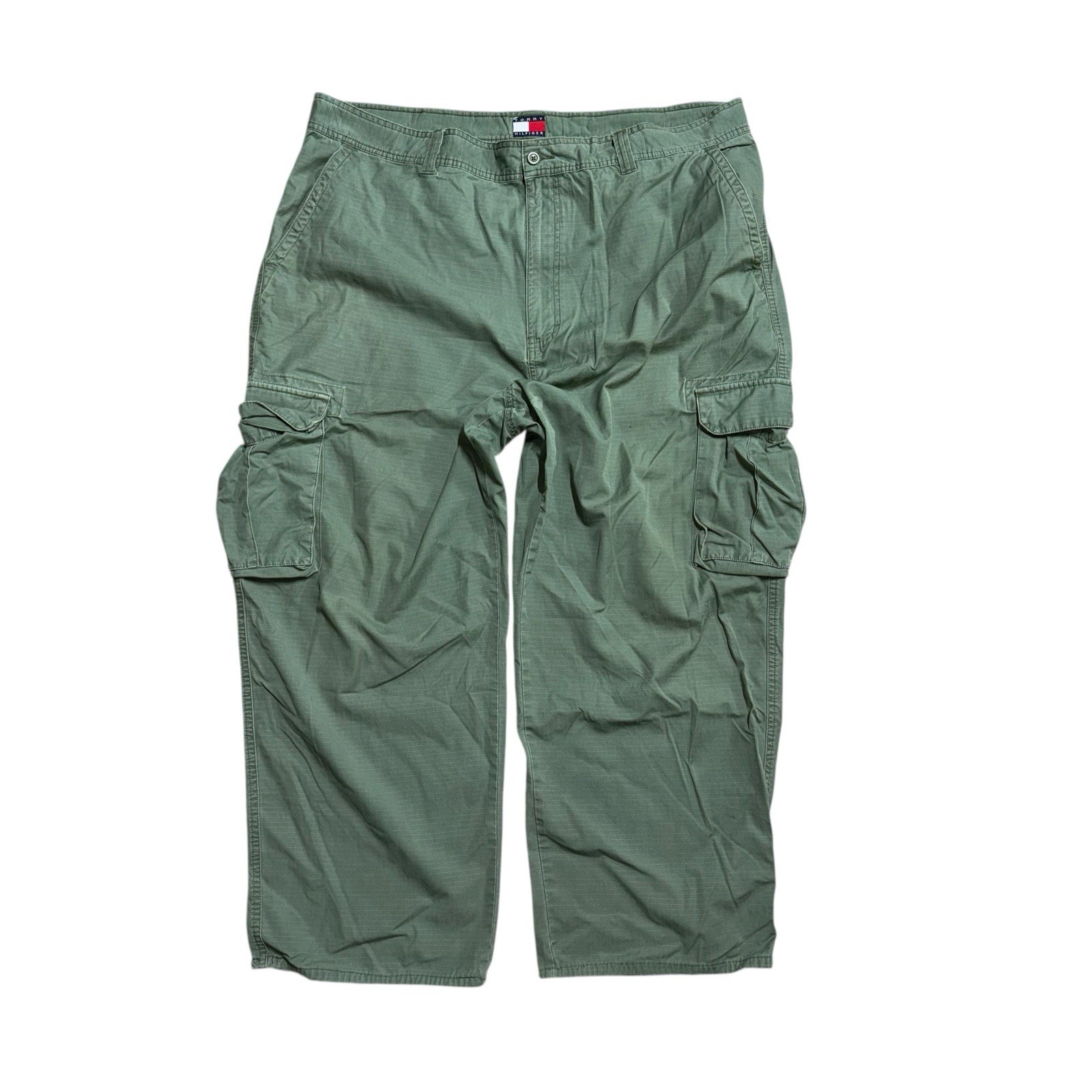 Tommy Hilfiger Cargo Pants Mens 44x30 Olive Green 100% Cotton Utility Military