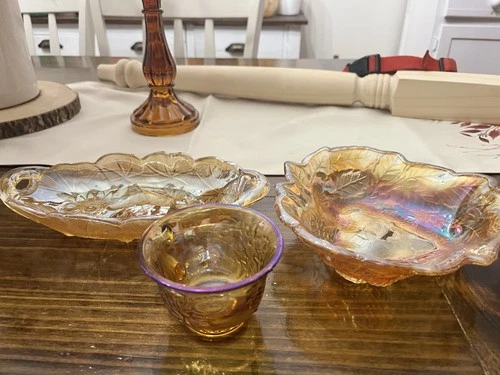 Amber Carnival Glass Each Piece Has A Different Pattern