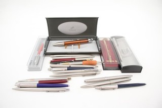 Parker Ballpoint Pens Biros Inc Vintage Boxed Brushed Steel Etc x20
