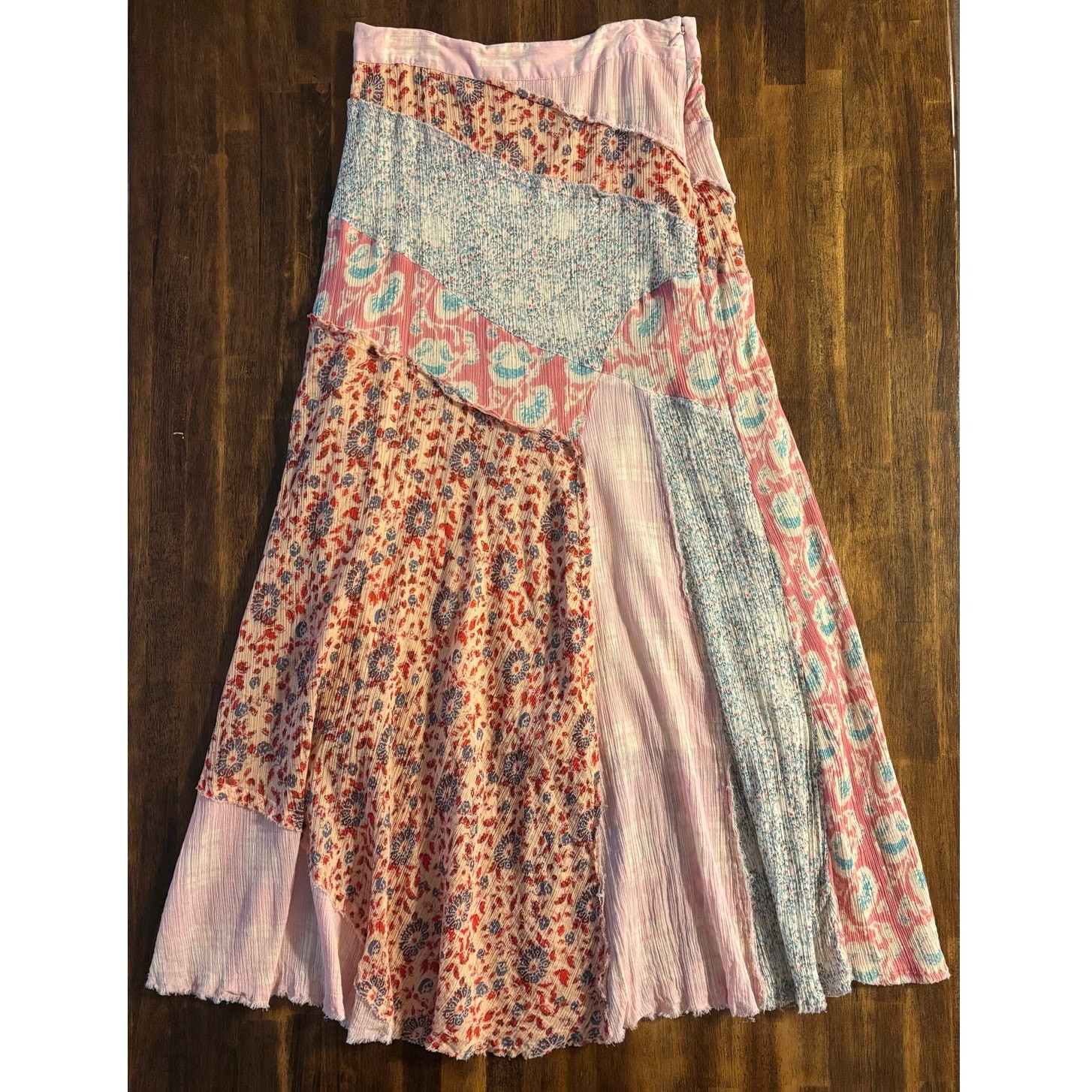 Free People Size 8 Skirt Maxi Palma Patchwork Boho Long Flowy Cottagecore Floral