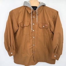 Dickies Jacket Mens L Brown Hooded Quilted Canvas Workwear Chore Coat Lined READ