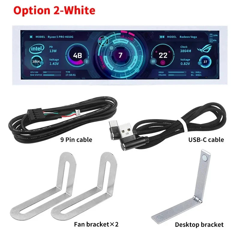 TURZX Monitor 8.8 Inch Smart Screen White - Only need 9 pin or USB