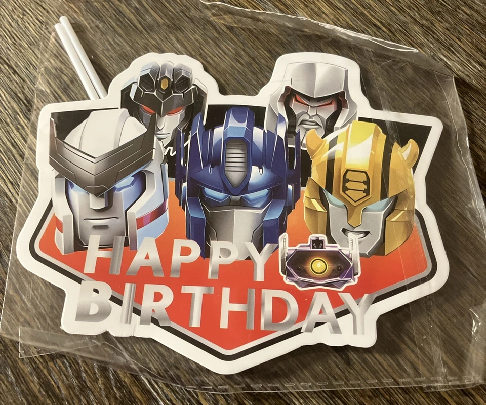 Suministros para fiestas de cumpleaños Transformers: invitaciones, pancartas, adornos para pasteles y cupcakes Foto 4 de 4