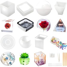 Resin Molds Silicone Kit 20Pcs,Epoxy Resin Molds Including Sphere,Cube,Pyrami...