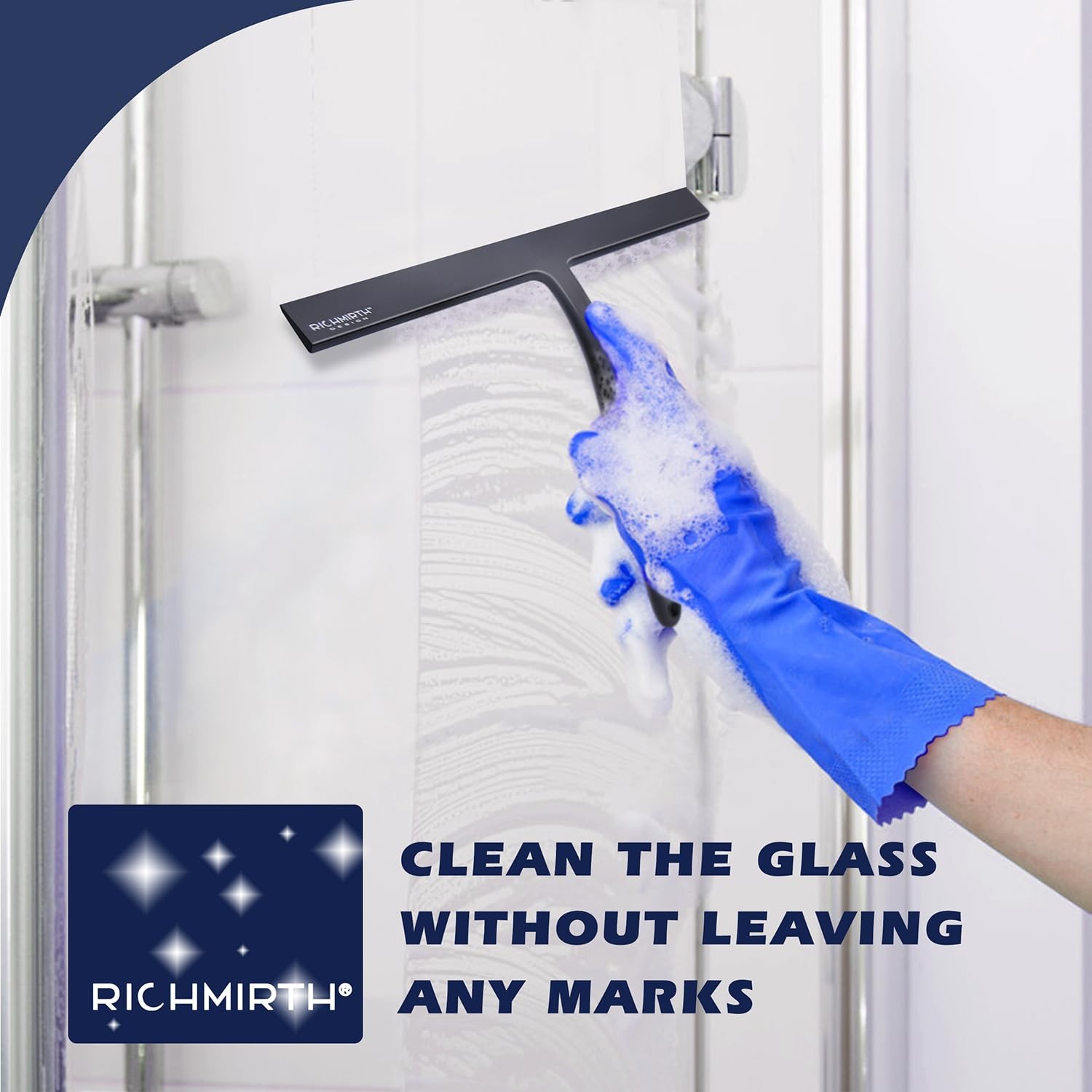 12 Inch Silicone Shower Squeegee for Glass Doors with Hook – Streak-Free Window