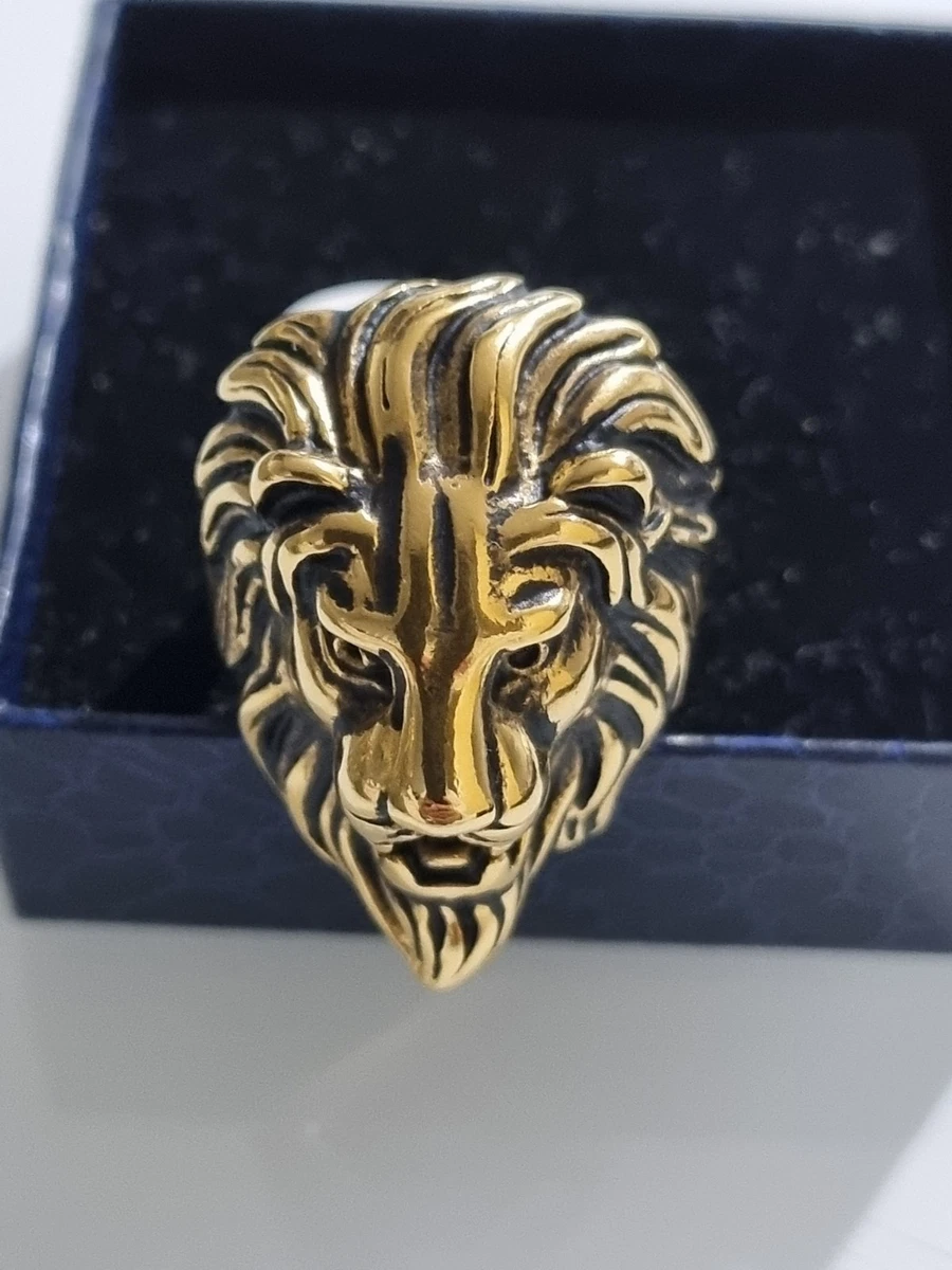 Antique Steel Silver Gold Crest Men's Ring
