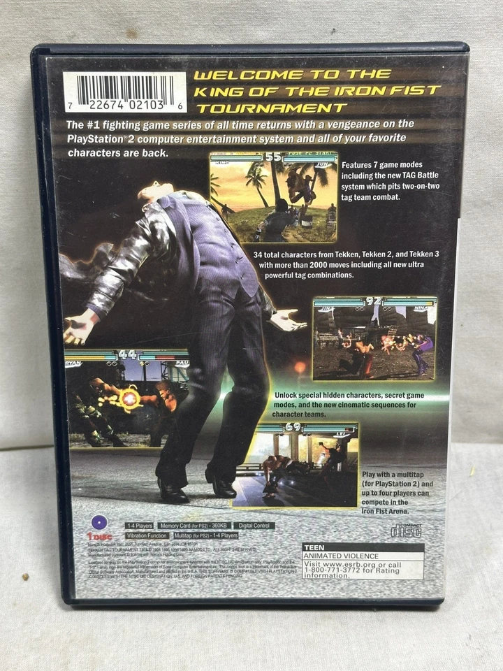 Tekken Tag Tournament (Sony PlayStation 2, 2002) w/Manual - No Reg Card - Tested - Image 3 of 4