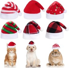 6 Pieces Pet Cat Dog Christmas Santa Hat Holiday Party Cute Costumes for Puppy K
