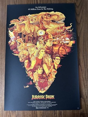 Jurassic Park Mondo 24x36 Poster Tavo Montanez Limited Edition Screen Print